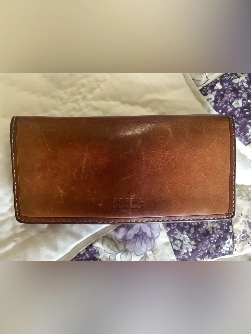 Brown Leather University of FL Patchwork Women's Wallet with Team Logos